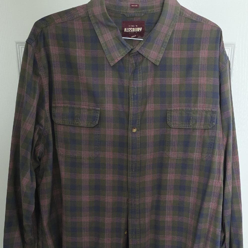 Alesbury Men's Casual Plaid Button Down Shirt - Green and Purple